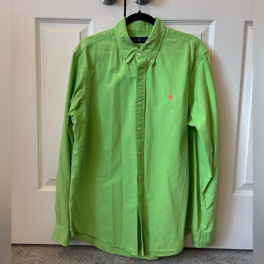 Ralph Lauren Men's Bright Green Button Down Shirt